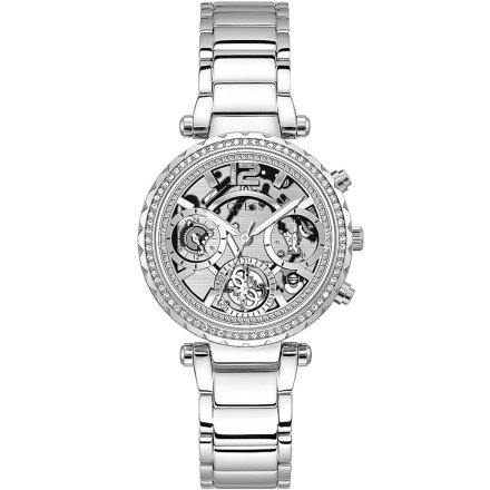 Srebrny zegarek damski Guess Solstice z kryształkami GW0403L1