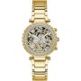 Złoty zegarek damski Guess Solstice z kryształkami GW0403L2