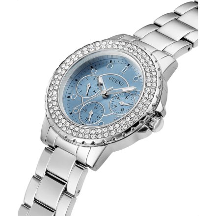 Srebrny zegarek Guess Crown Jewel z kryształami GW0410L1
