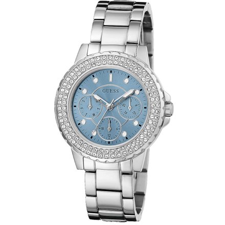 Srebrny zegarek Guess Crown Jewel z kryształami GW0410L1