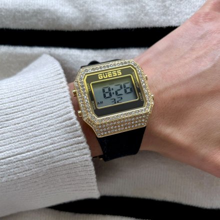 Złoty zegarek damski Guess Zoom z wyświetlaczem i z paskiem GW0430L2