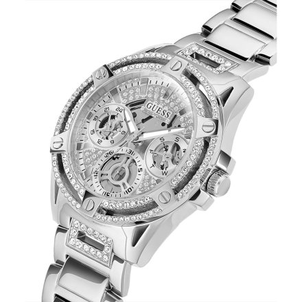 Srebrny zegarek damski Guess Queen z kryształkami GW0464L1