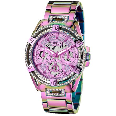 Różowy zegarek damski Guess Queen z kryształkami GW0464L4