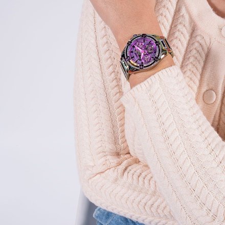 Różowy zegarek damski Guess Queen z kryształkami GW0464L4
