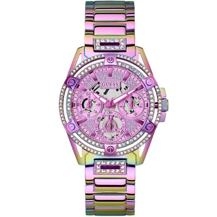 Różowy zegarek damski Guess Queen z kryształkami GW0464L4