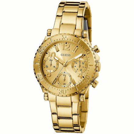 Złoty zegarek damski Guess Cosmic z bransoletą GW0465L1