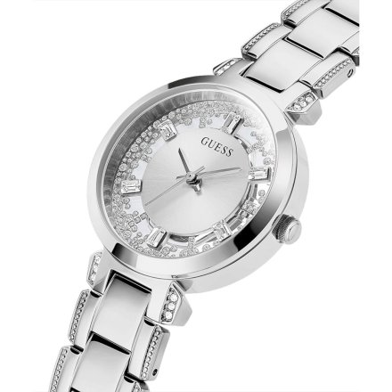 Srebrny zegarek Guess Clear prześwitujący GW0470L1