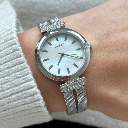 Srebrny elegancki zegarek Guess Array z bransoletką GW0471L1