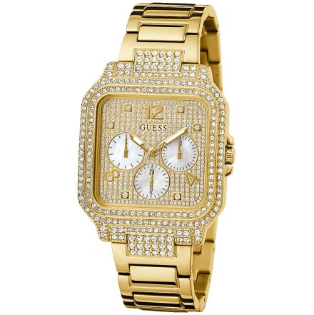 Złoty zegarek damski Guess Deco z kryształkami GW0472L2