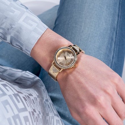 Złoty zegarek Guess Tri Luxe na bransolecie GW0474L2