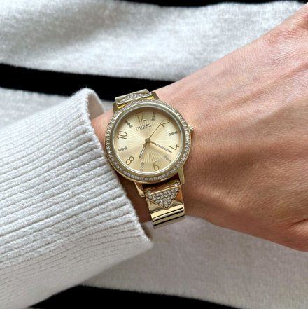 Złoty zegarek Guess Tri Luxe na bransolecie GW0474L2