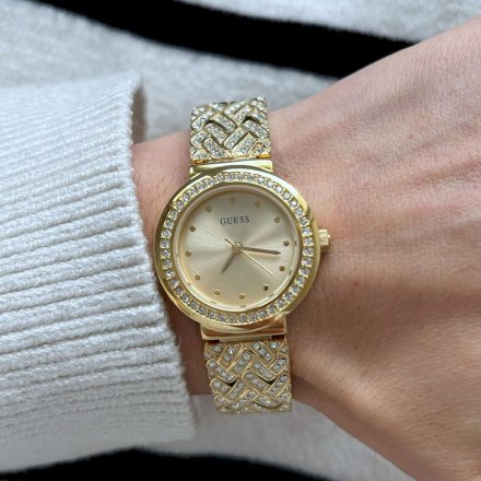 Złoty zegarek Guess Treasure na bransolecie GW0476L2
