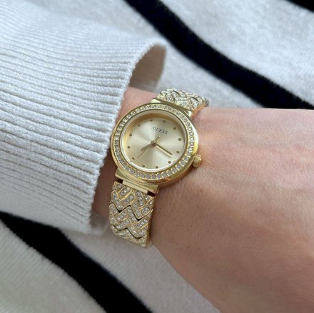 Złoty zegarek Guess Treasure na bransolecie GW0476L2