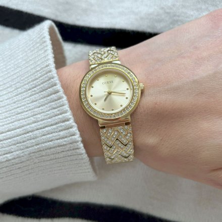 Złoty zegarek Guess Treasure na bransolecie GW0476L2