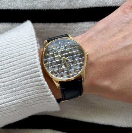 Złoty zegarek Guess Ladies Black Gold na pasku GW0481L1