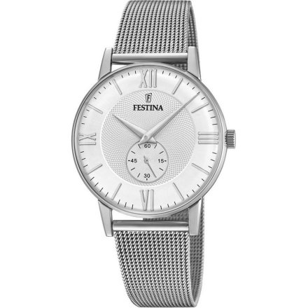 Zegarek Męski Festina   F20568/2 z bransoleta mesh i srebrną tarczą RETRO