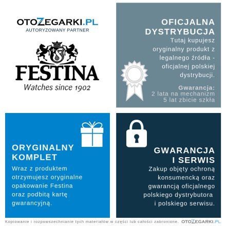 Zegarek Damski Festina na czarnym pasku skórzanym i czarną tarczą  F20570/4 RETRO