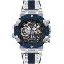 Srebrno-granatowy zegarek męski Guess Carbon z paskiem GW0486G1
