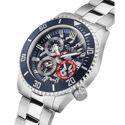 Srebrny zegarek męski Guess Axle z bransoletką GW0488G1