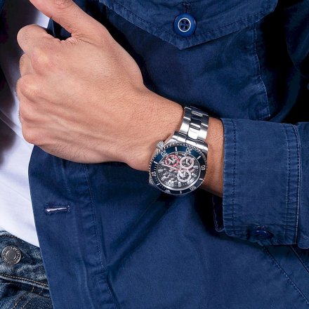 Srebrny zegarek męski Guess Axle z bransoletką GW0488G1
