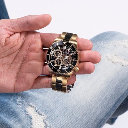 Złoty zegarek męski Guess Axle z bransoletką GW0488G2