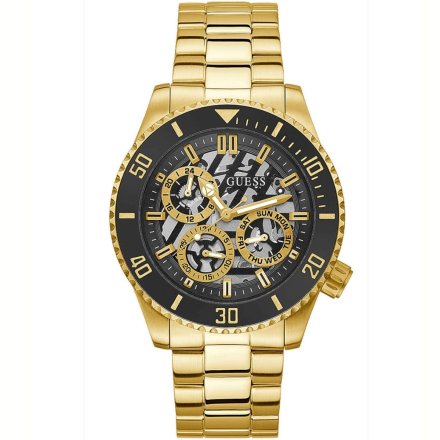 Złoty zegarek męski Guess Axle z bransoletką GW0488G2