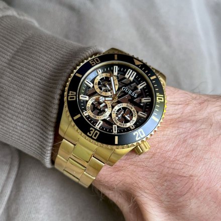 Złoty zegarek męski Guess Axle z bransoletką GW0488G2