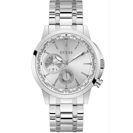 Srebrny zegarek męski Guess Spec z bransoletką GW0490G1