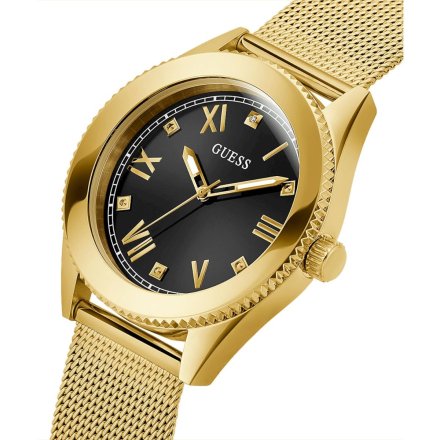 Złoty zegarek Guess Noble z czarną tarczą GW0495G2