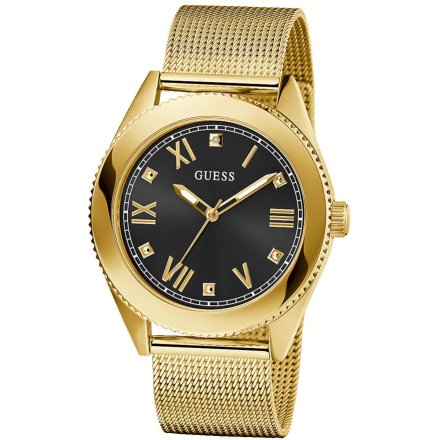 Złoty zegarek Guess Noble z czarną tarczą GW0495G2