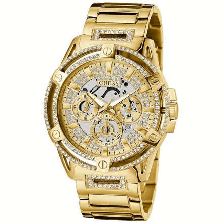 Złoty zegarek Męski Guess King z bransoletą GW0497G2