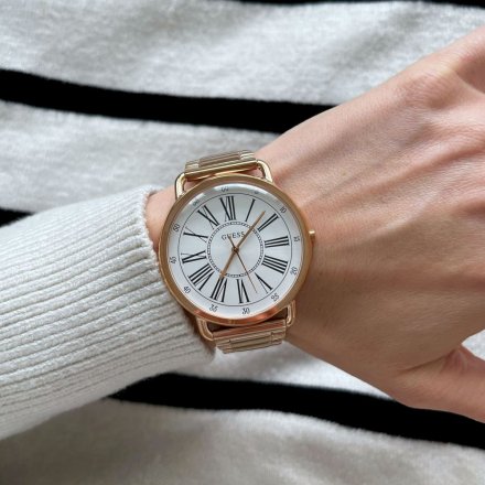 Różowozłoty zegarek damski Guess Kennedy z bransoletką W1149L3