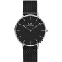 Zegarek Daniel Wellington Petite 36 Ashfield srebrny z czarną bransoletką DW00100308