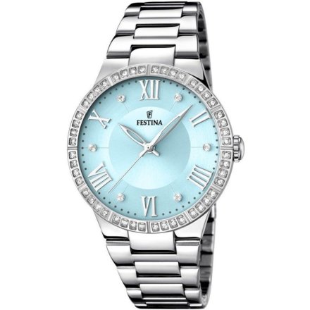 Srebrny zegarek damski Festina Boyfriend z tarczą Tiffany Blue 16719/4