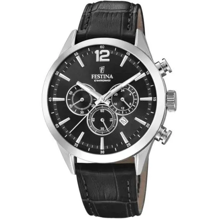 Czarny zegarek Męski Festina 20542/5 Timeless Chronograph na pasku