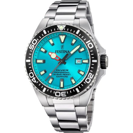 Festina Diver zegarek męski na bransolecie turkusowa tarcza 20663/5