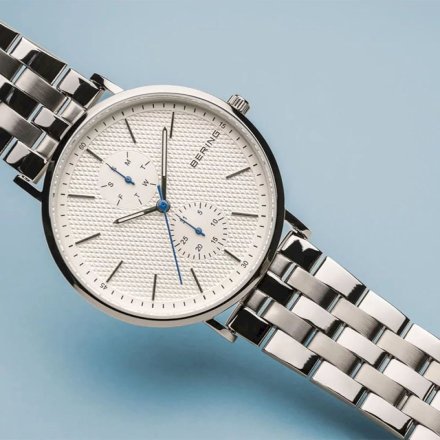 Srebrny zegarek Bering Classic 14236-700 z multidatownikiem