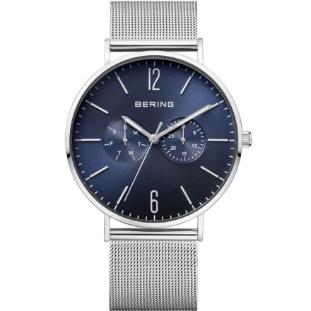 Srebrny zegarek  męski Bering 14240-003 Bering Classic z granatową tarczą