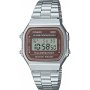 Srebrny zegarek Casio Vintage z brązową ramką A168WA-5AYES w stylu Retro