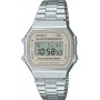 Srebrny zegarek Casio Vintage z beżową ramką A168WA-8AYES w stylu Retro