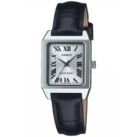 Srebrny zegarek Damski Casio Classic prostokątny na czarnym pasku LTP-B150L-7B1EF