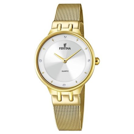 Złoty zegarek damski Festina Mademoiselle 20598/2 srebrna tarcza