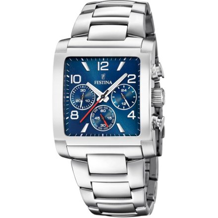  Kwadratowy zegarek męski Festina 20652/1 Timeless Chronograph z niebieską tarczą