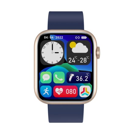 GRAVITY GT3-4 granatowo-złoty prostokątny smartwatch z funkcją rozmowy