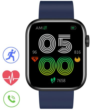 GRAVITY GT3-5 czarno-granatowy prostokątny smartwatch z funkcją rozmowy