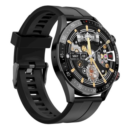 GRAVITY GT4-1 czarny gumowy pasek smartwatch męski z funkcją rozmowy