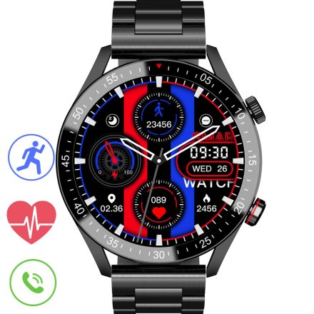 GRAVITY GT4-2 czarny bransoleta smartwatch męski z funkcją rozmowy