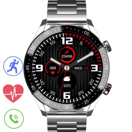 GRAVITY GT4-3 srebrna bransoleta smartwatch męski z funkcją rozmowy