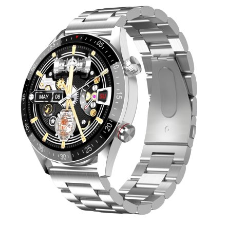 GRAVITY GT4-3 srebrna bransoleta smartwatch męski z funkcją rozmowy