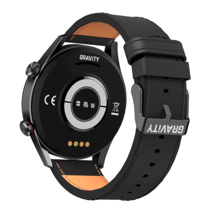 GRAVITY GT4-4 czarny skórzany pasek smartwatch męski z funkcją rozmowy